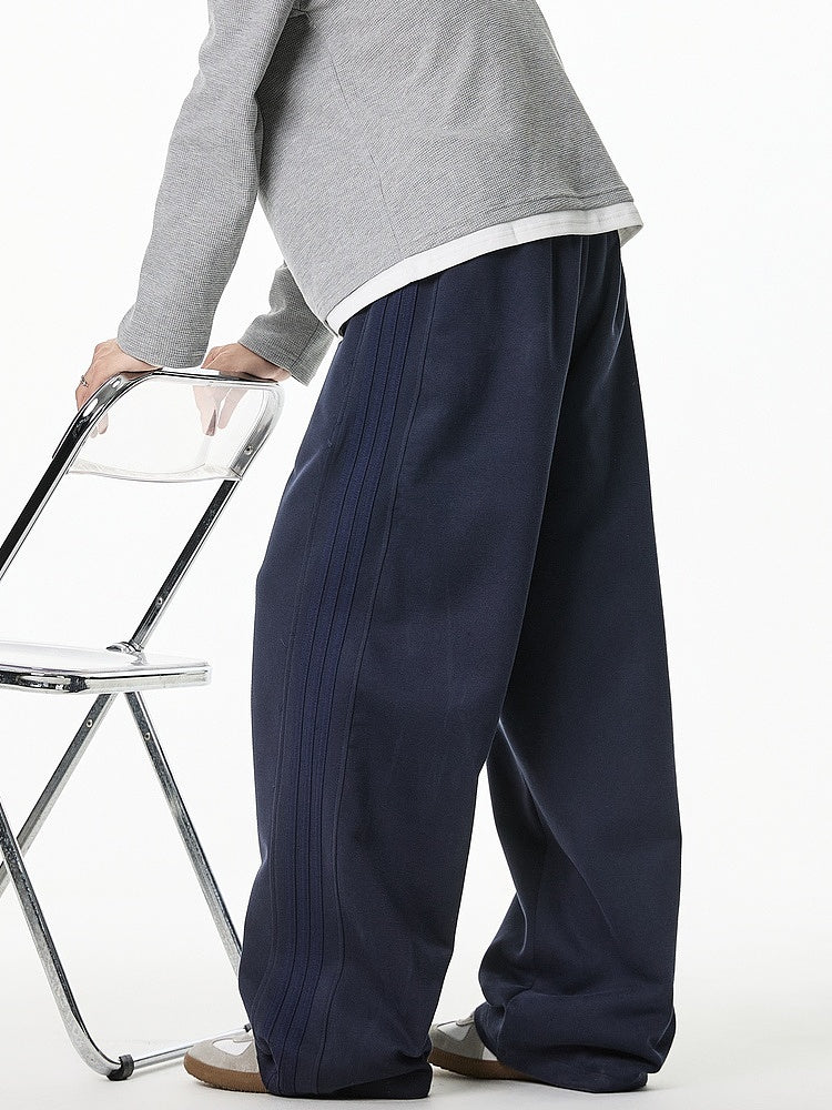 Wide-Leg Elastic Drawstring Sweatpants