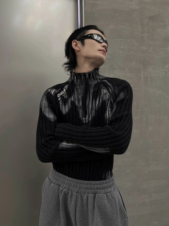 Graffiti Slim Fit Half Turtleneck Knitwear