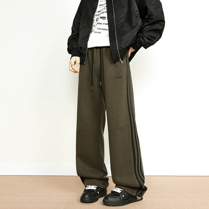 Retro Striped Wide-Leg Casual Pants