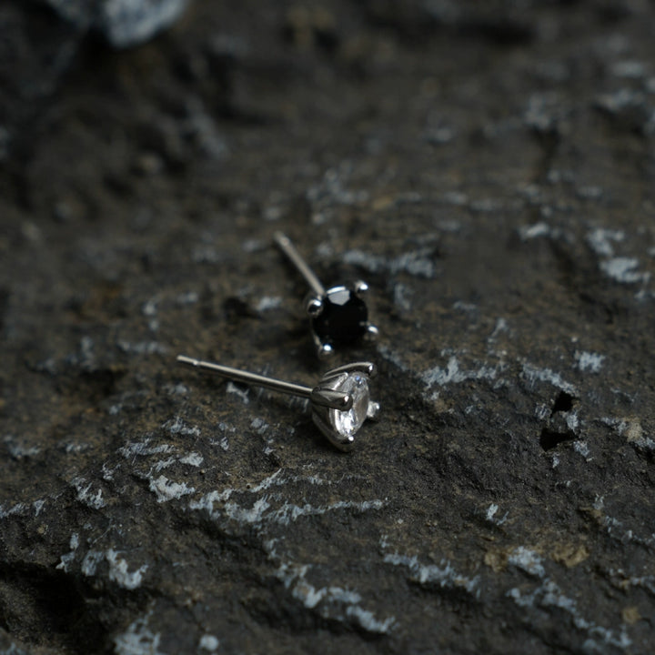 Sterling Silver Four-Claw Stud Earrings