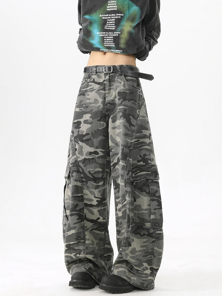 Camouflage Multi-Pocket Wide-Leg Pants