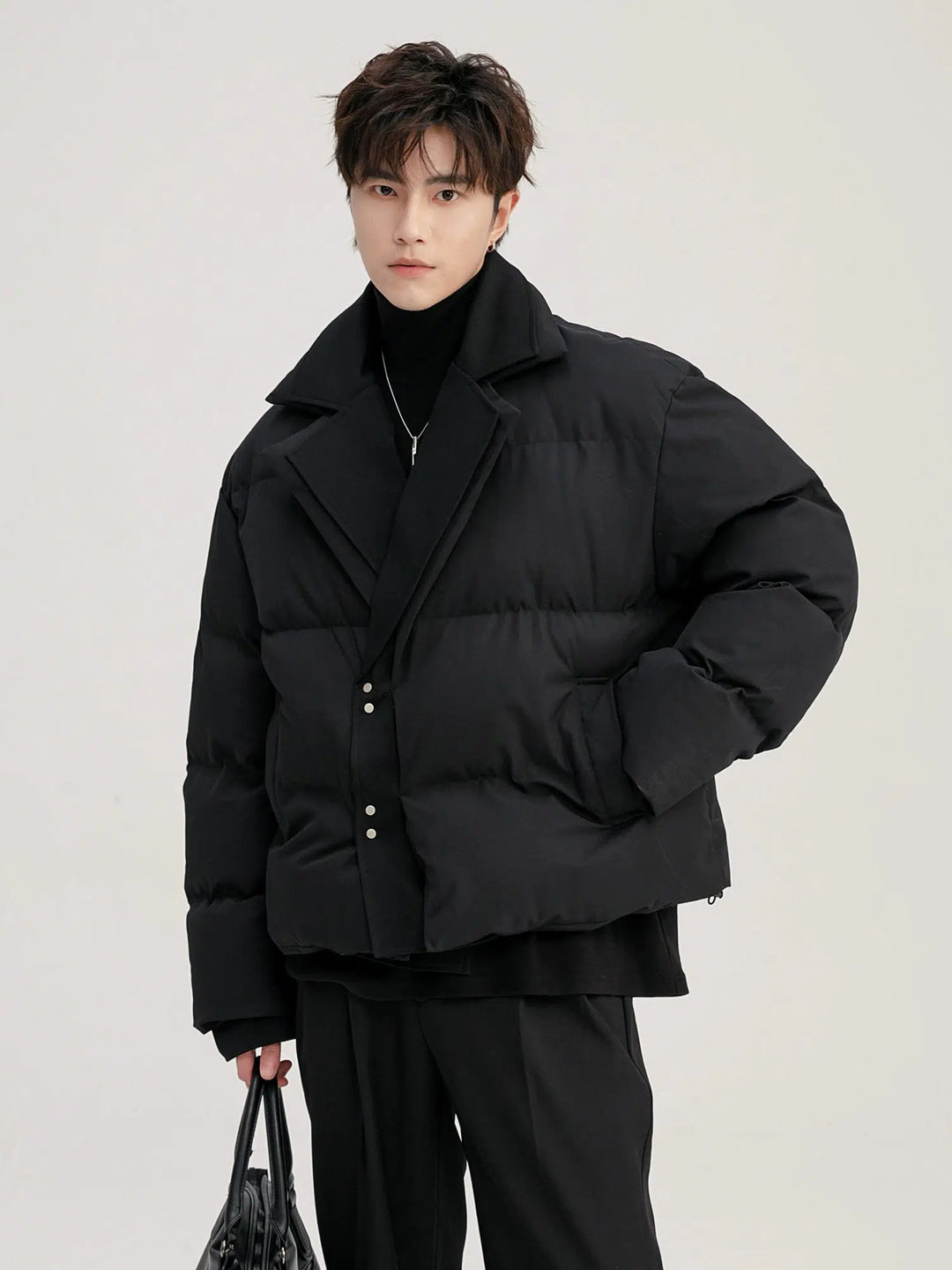 Two-Piece Suit Collar Down Jacket-The Korean Fashion