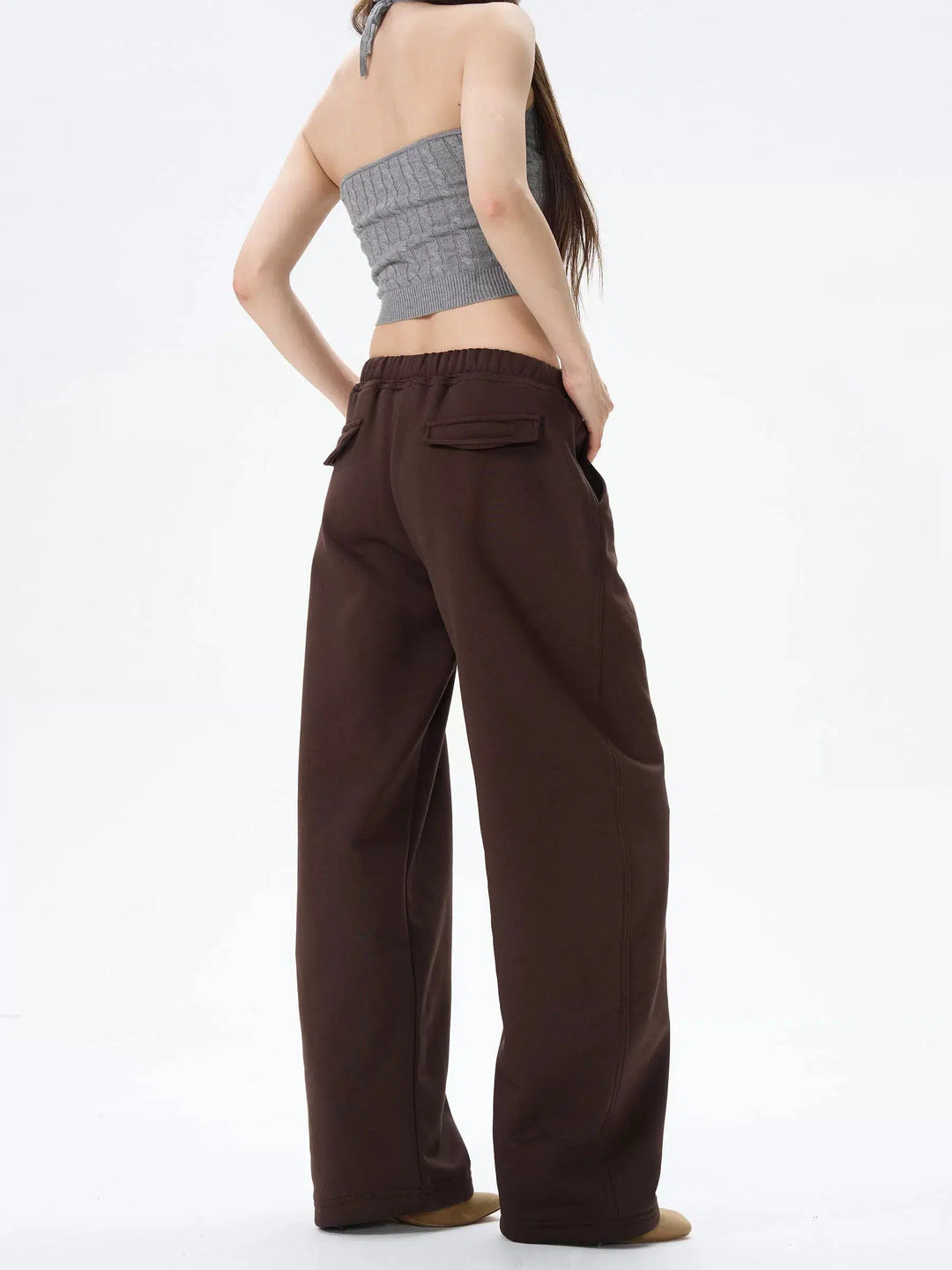 Casual Drawstring Sweatpants with Velvet Lining-The Korean Fashion