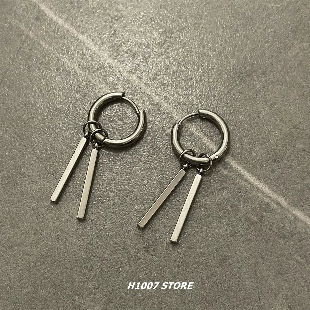 Metal Bar Pendant Hoop Earrings