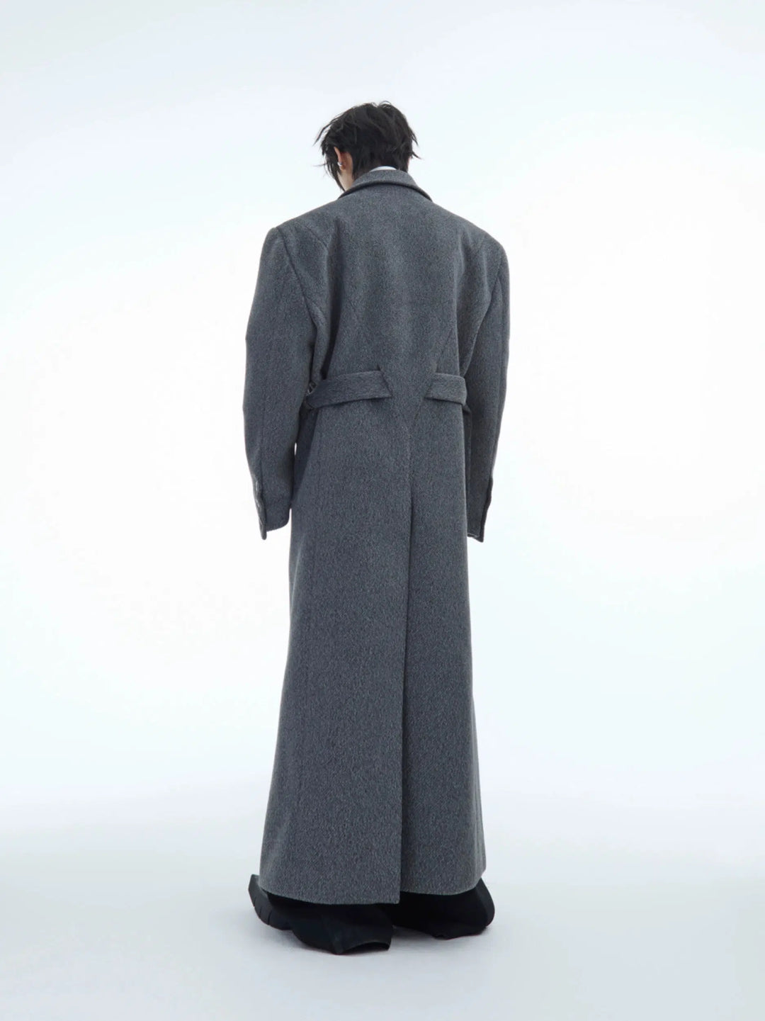 Heavyweight Double-Breasted Wool Trench Coat-The Korean Fashion