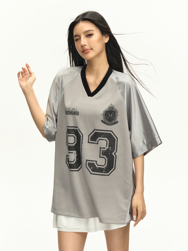 Retro Satin Stitching Loose Jersey Top