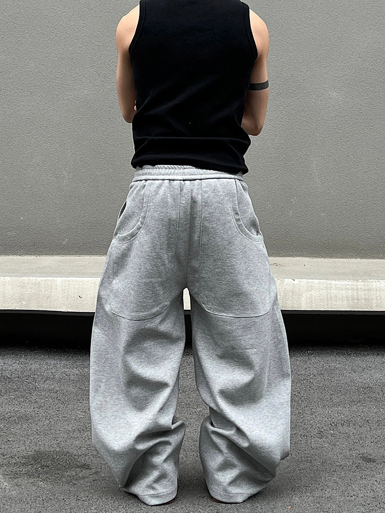 Gray Drawstring Wide Leg Sweatpants