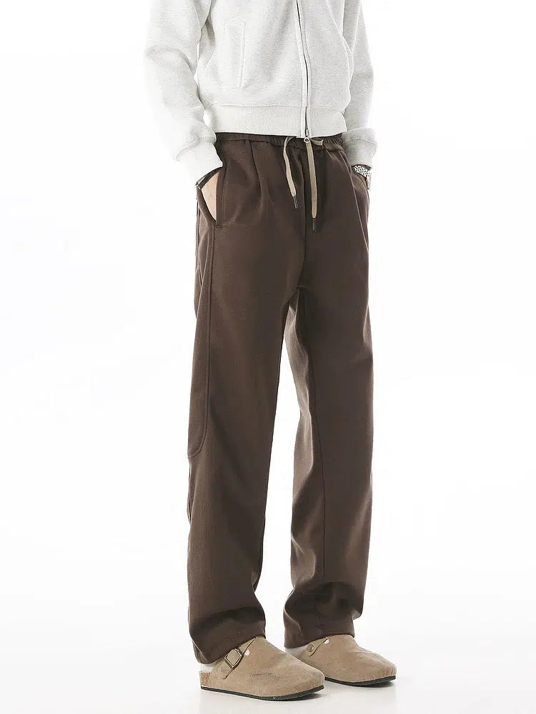 Retro Woolen Casual Straight Pants-The Korean Fashion