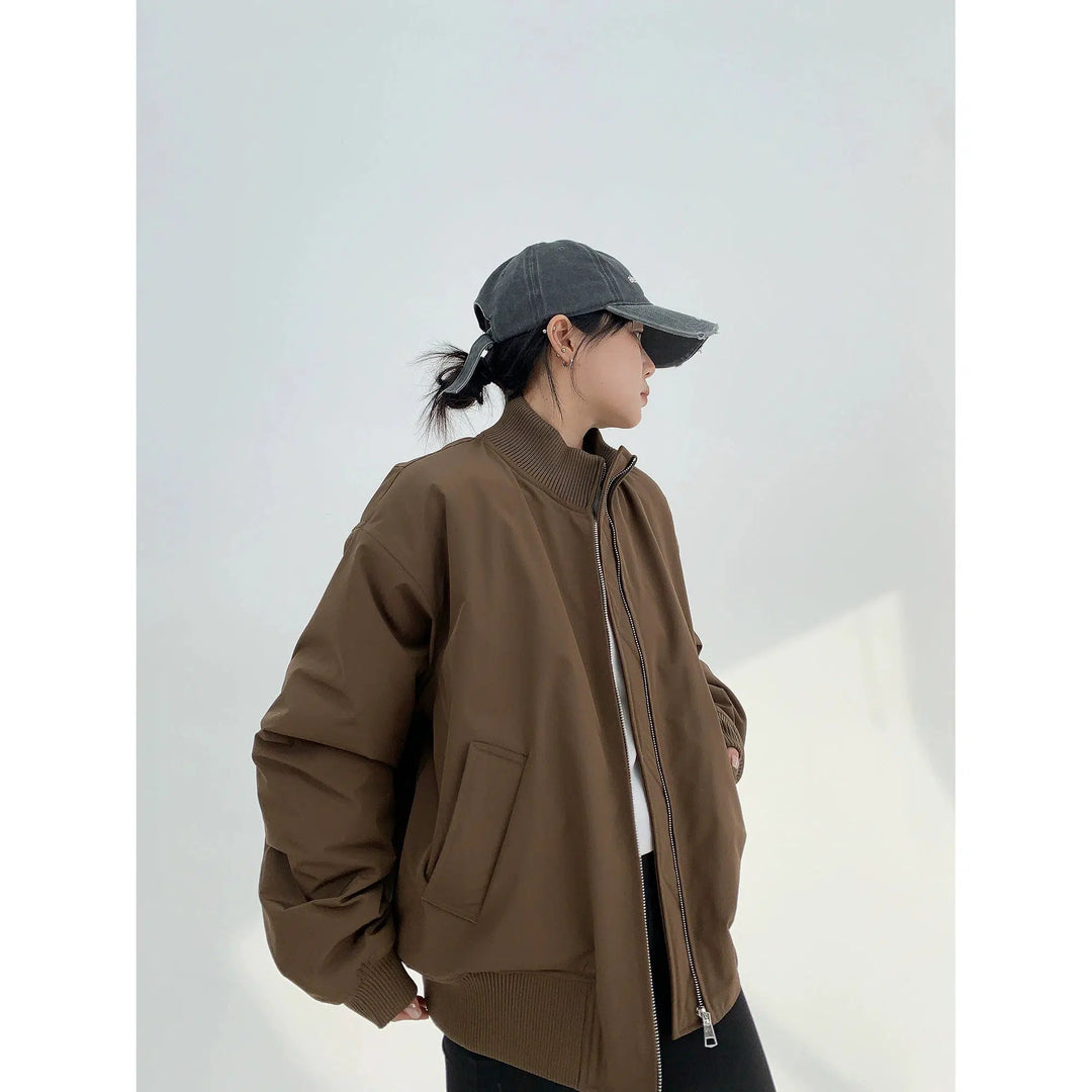 Minimalist High-Collar Cotton Jacket