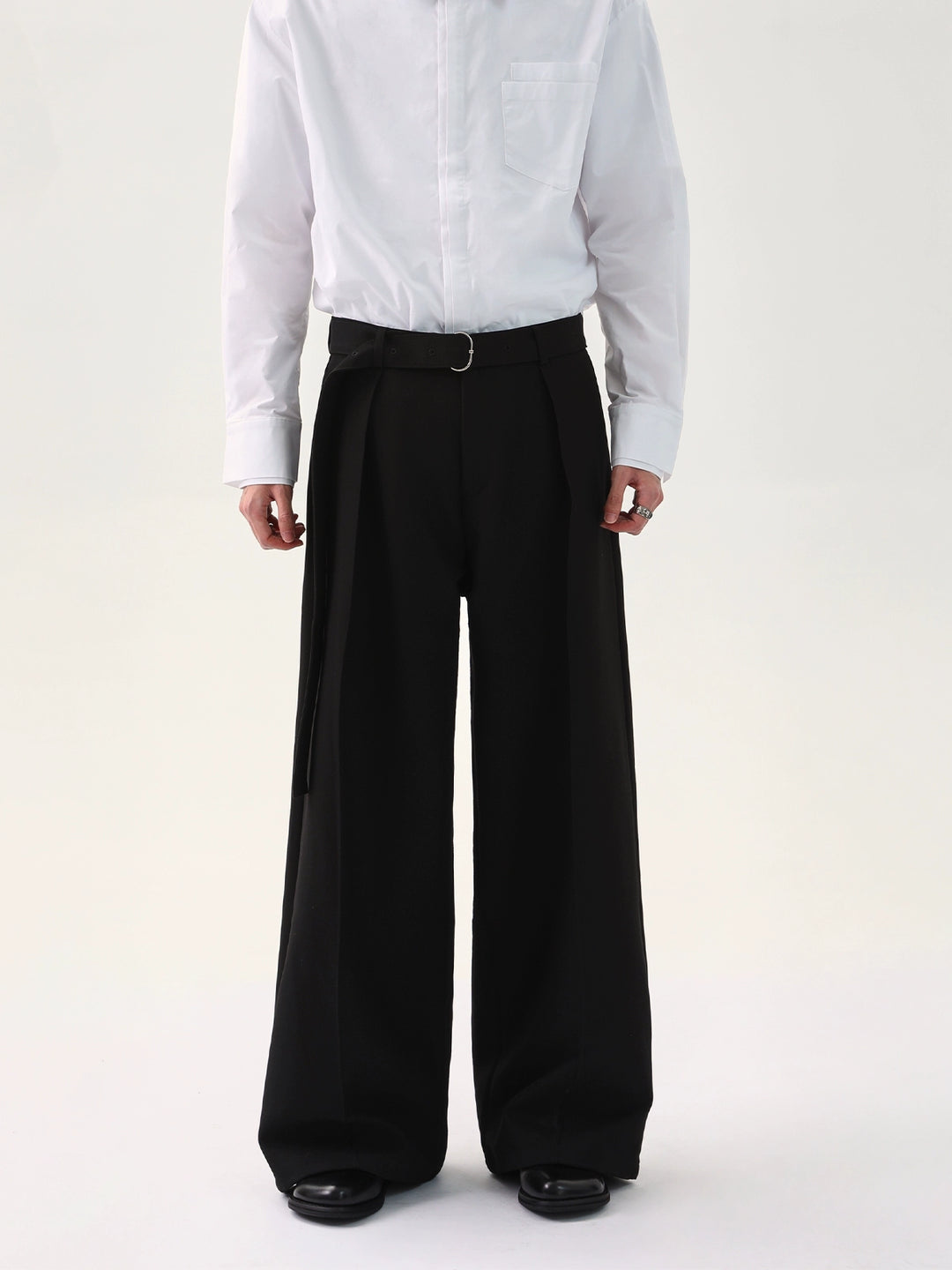 Pleated Chiffon Wide-Leg Pants