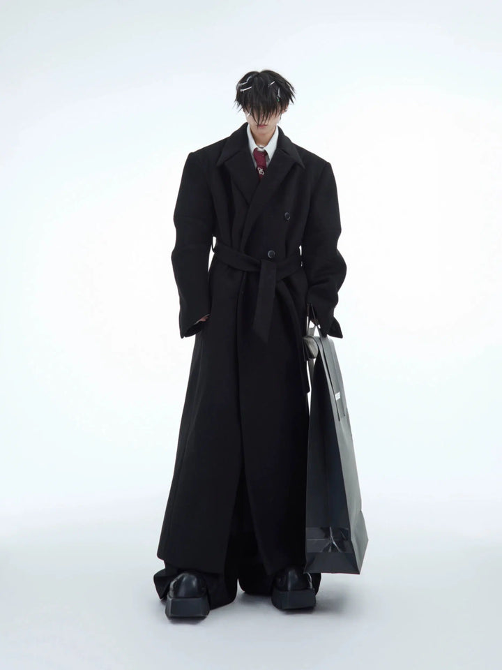 Heavyweight Double-Breasted Wool Trench Coat-The Korean Fashion