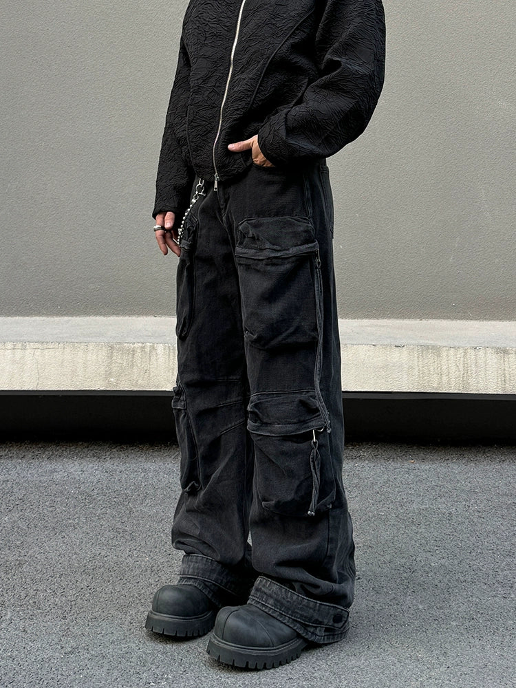 Black Wide Leg Cargo Pants