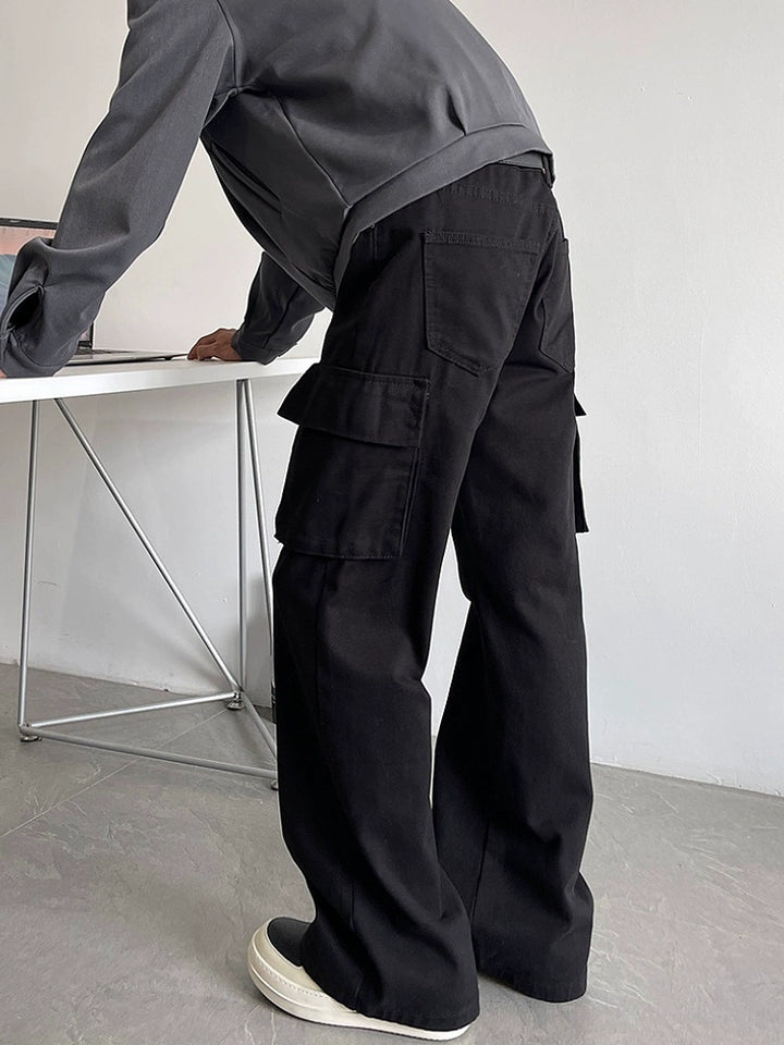 Multi-Pocket Flared Pants