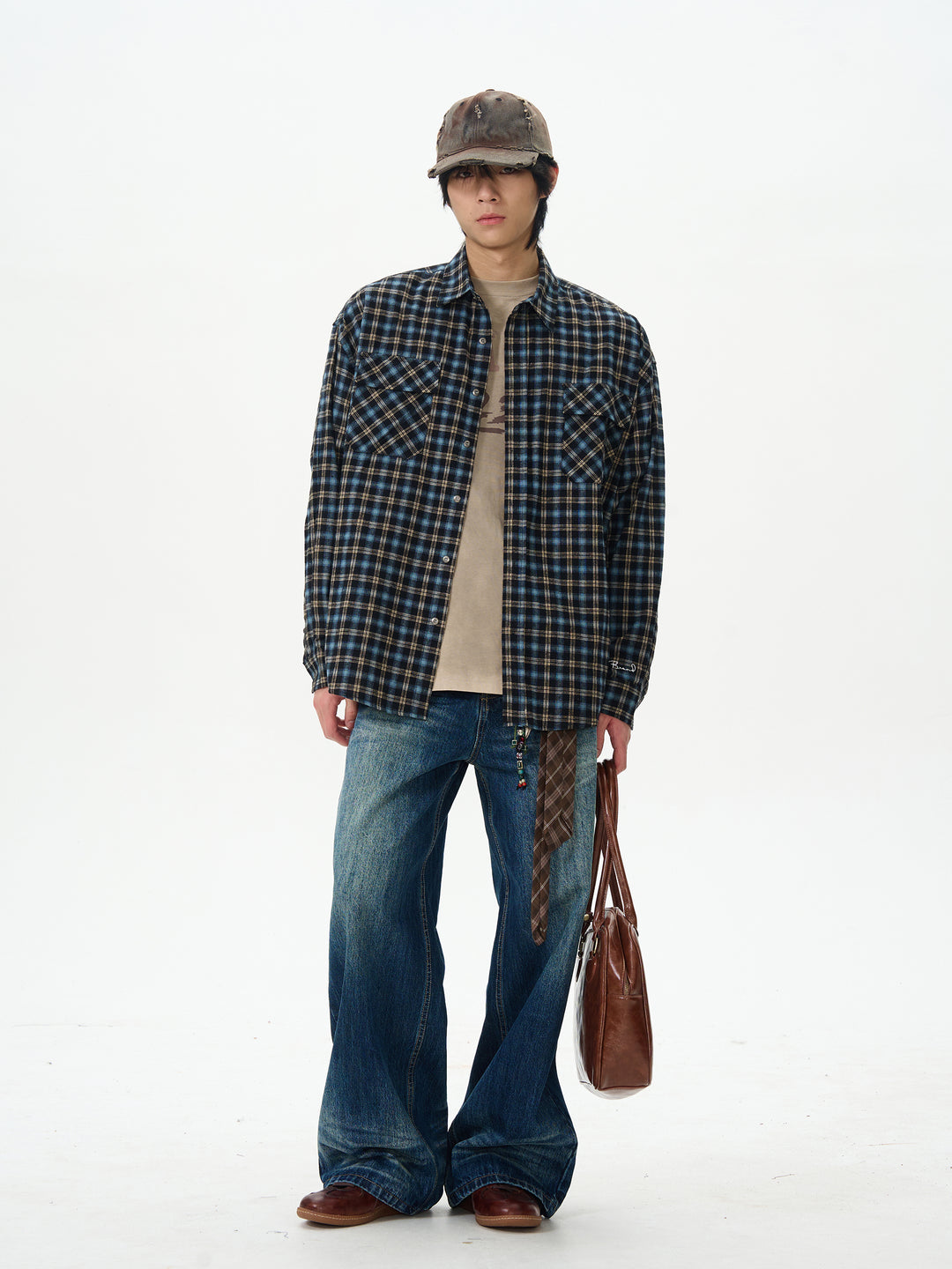 Plaid Long-Sleeved Shirt