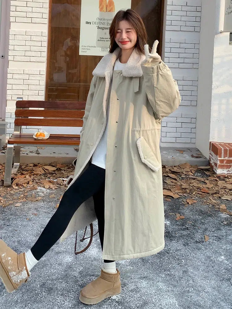 Women's Wool-Lined Winter Parka Coat-The Korean Fashion