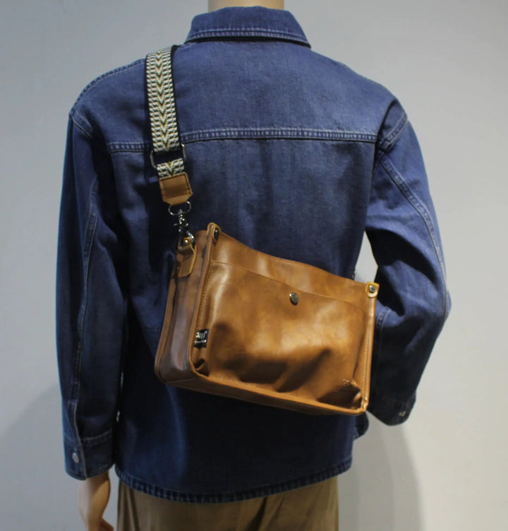 Multi-Pocket Leather Messenger Bag