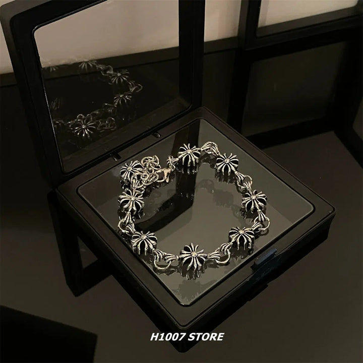 Hip-Hop Cross Flower Chain Bracelet