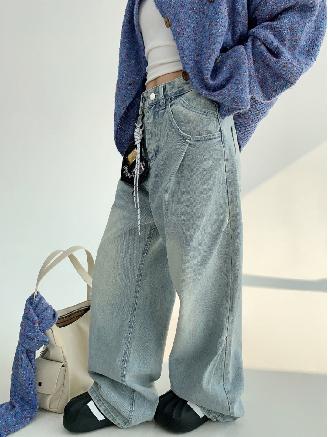 Wide-Leg Straight Casual Jeans