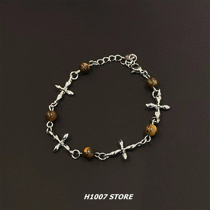 Tiger Eye Stone Cross Necklace