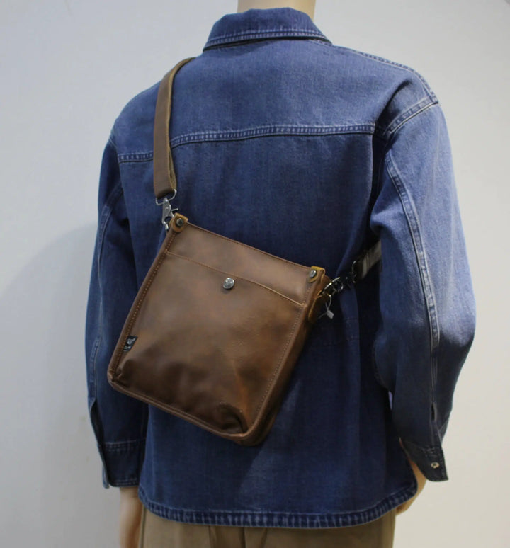 Leather Vertical Shoulder Bag