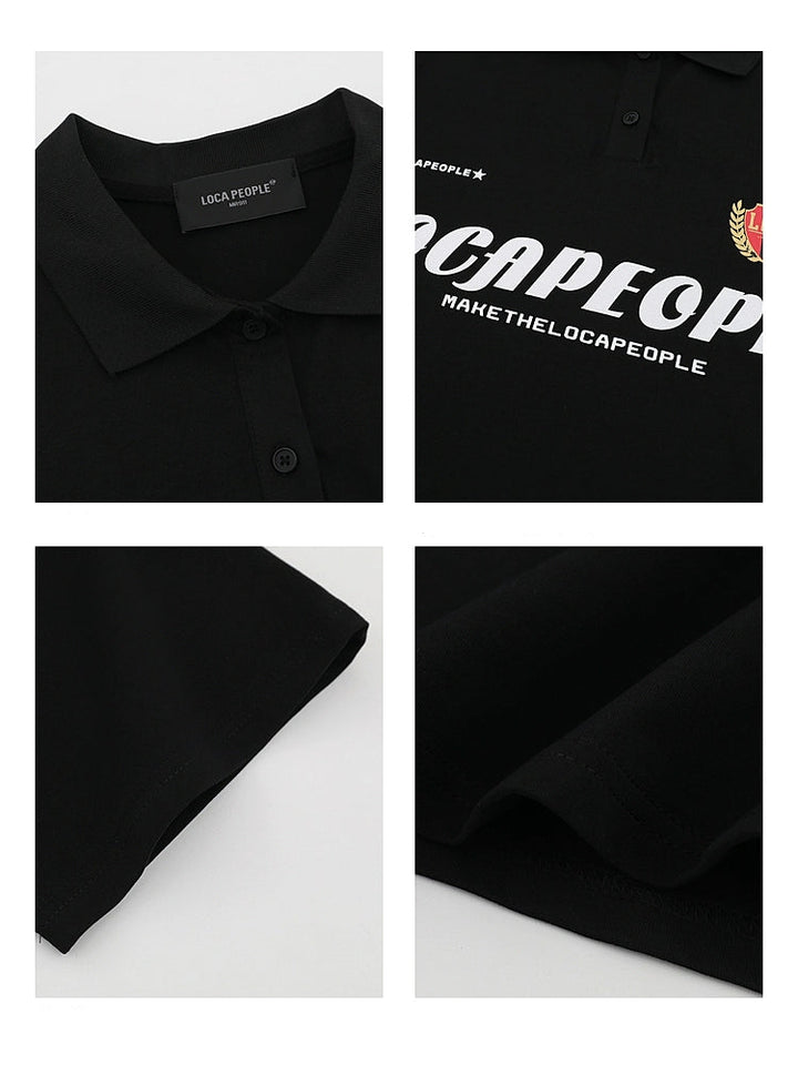 Hip-hop Letter Print Polo Shirt