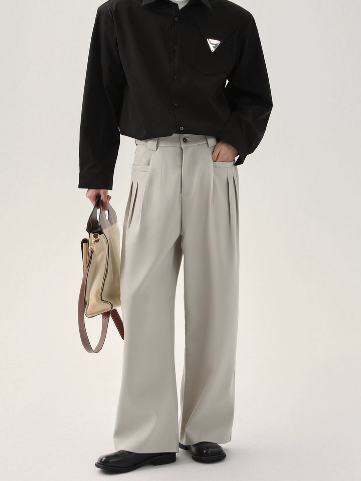 Loose-fit Wide-Leg Pleated Pants