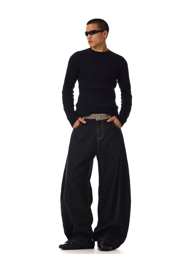 Black Loose-fit Straight-Leg Pants