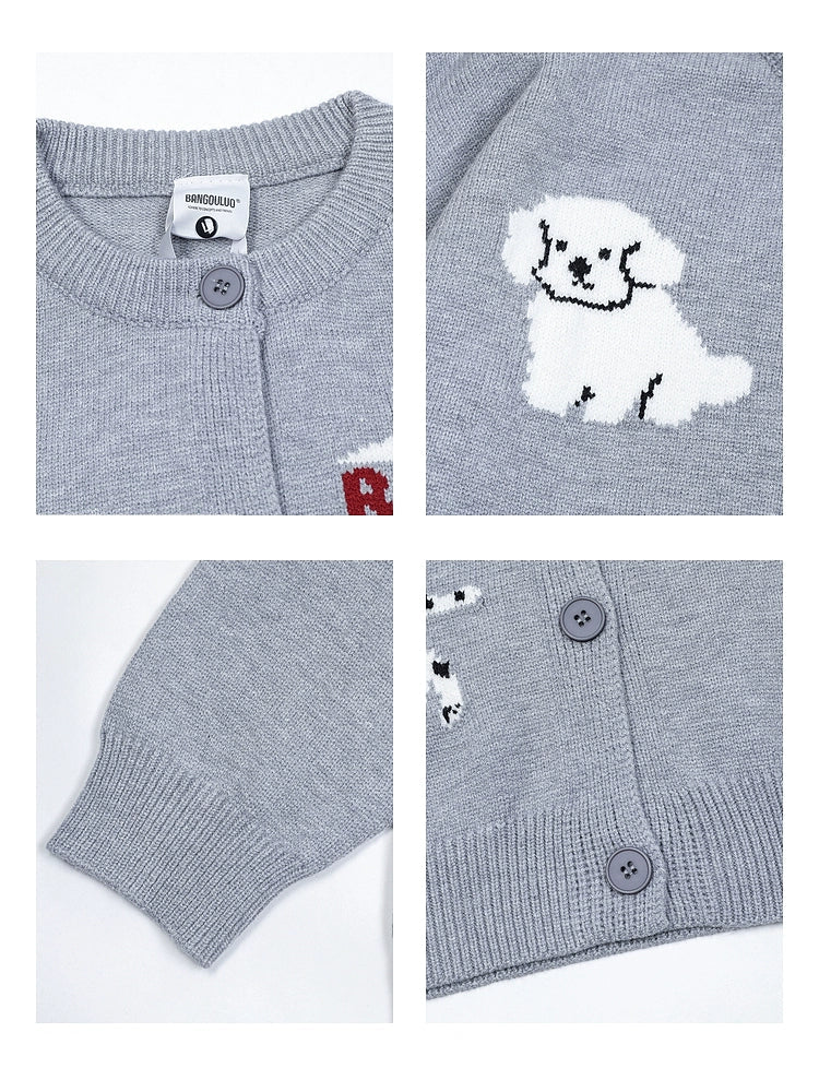 Retro Puppy Jacquard Knit Sweater