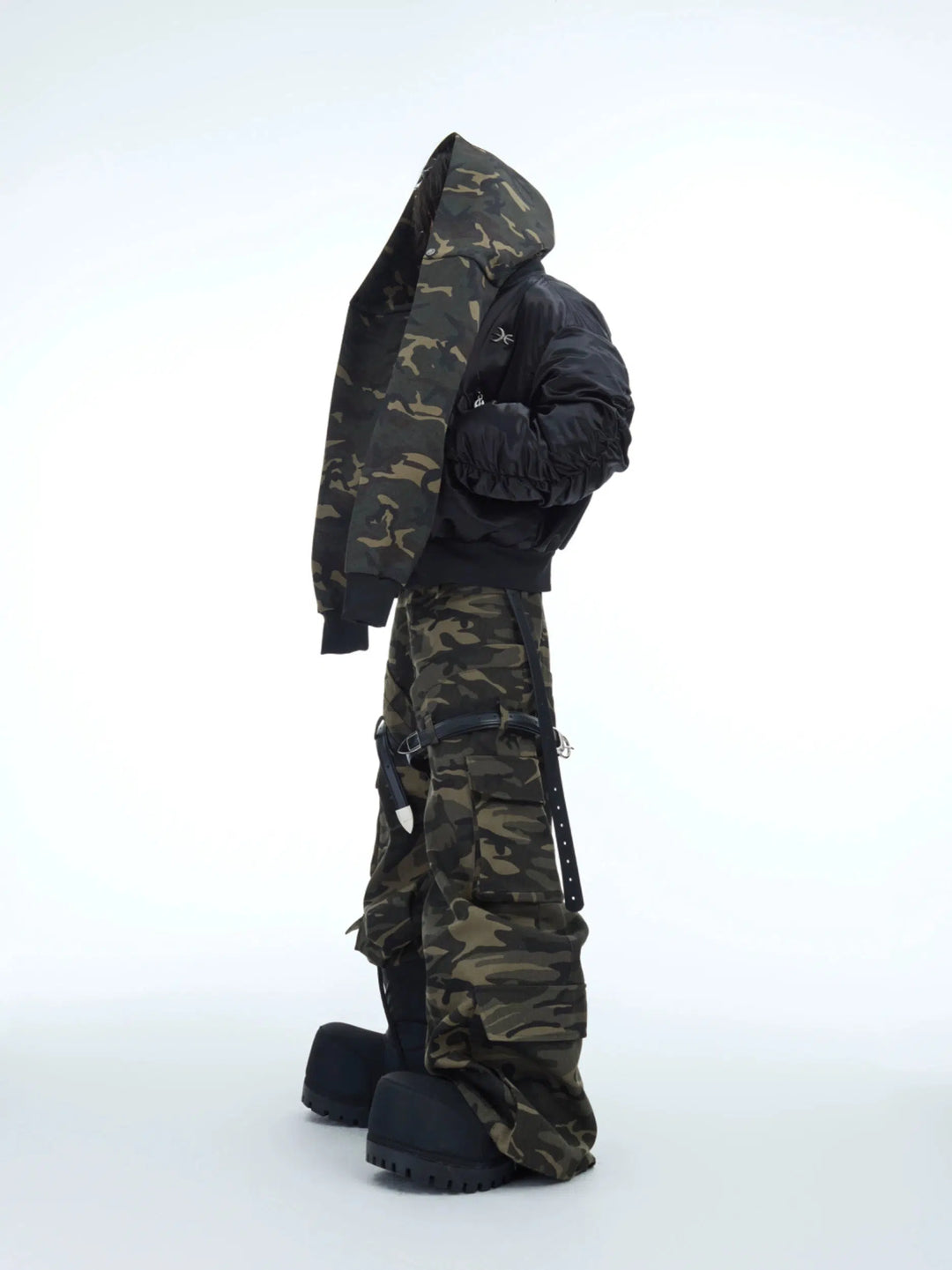 Camouflage Cargo Pants with Belt Loops-The Korean Fashion