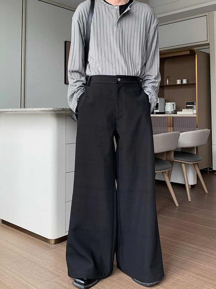 Elastic Waist Straight Casual Pants