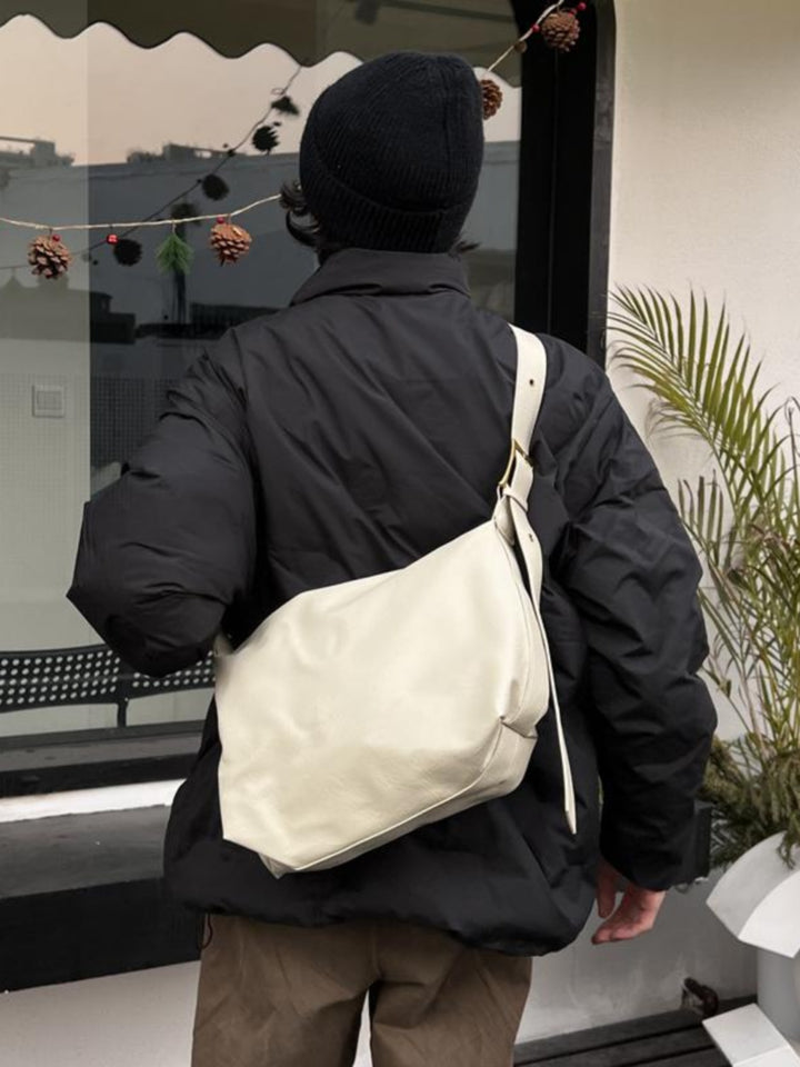 White PU Shoulder Messenger Bag