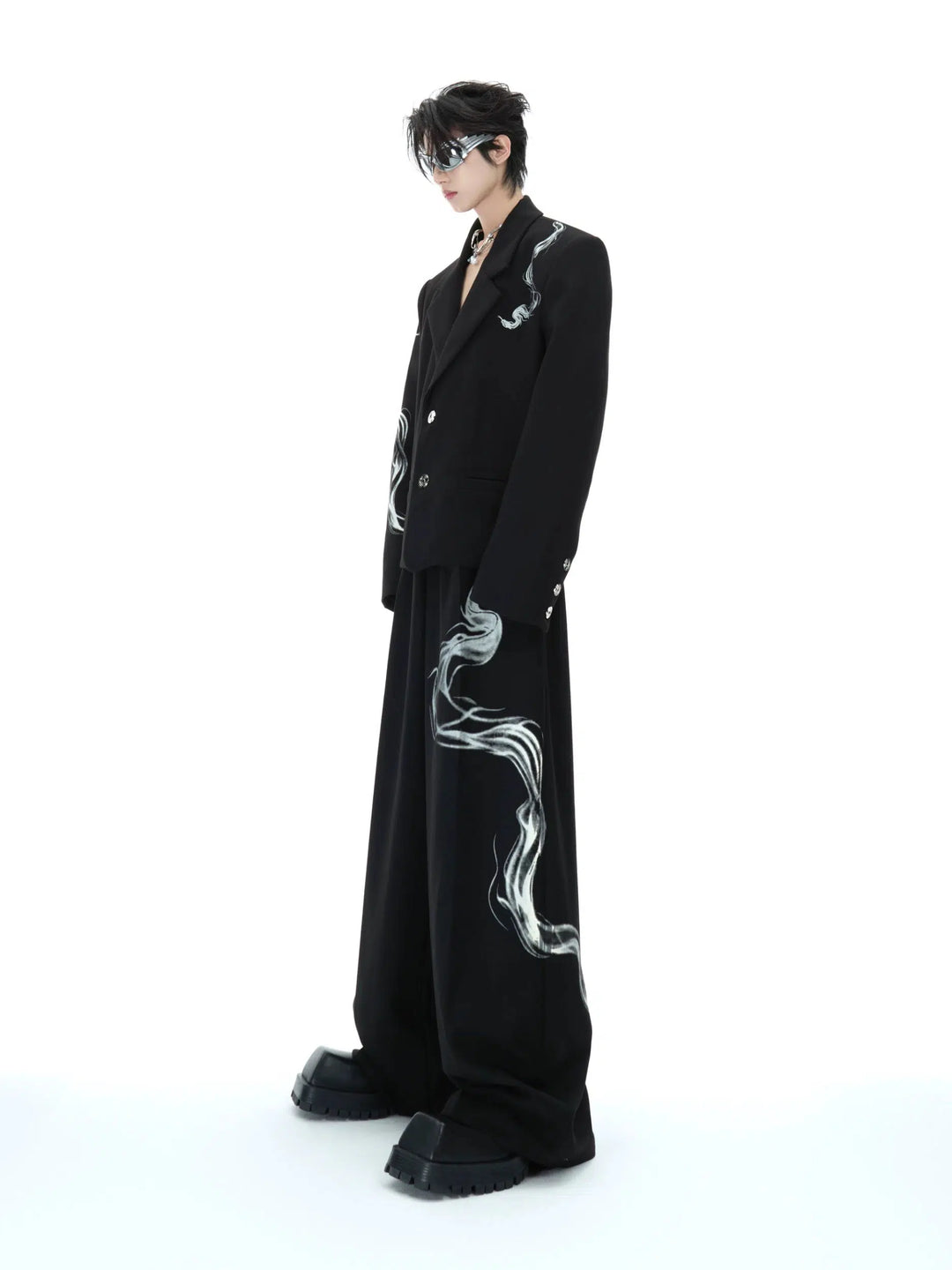 Snake Embroidered Suit with Metal Buttons-The Korean Fashion