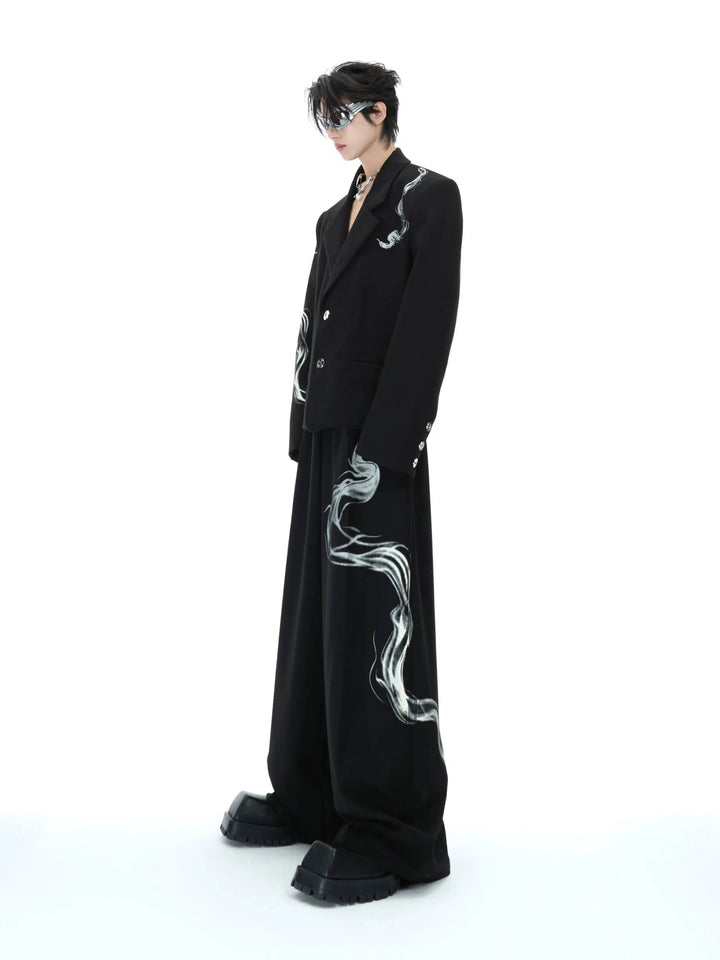 Snake Embroidered Suit with Metal Buttons