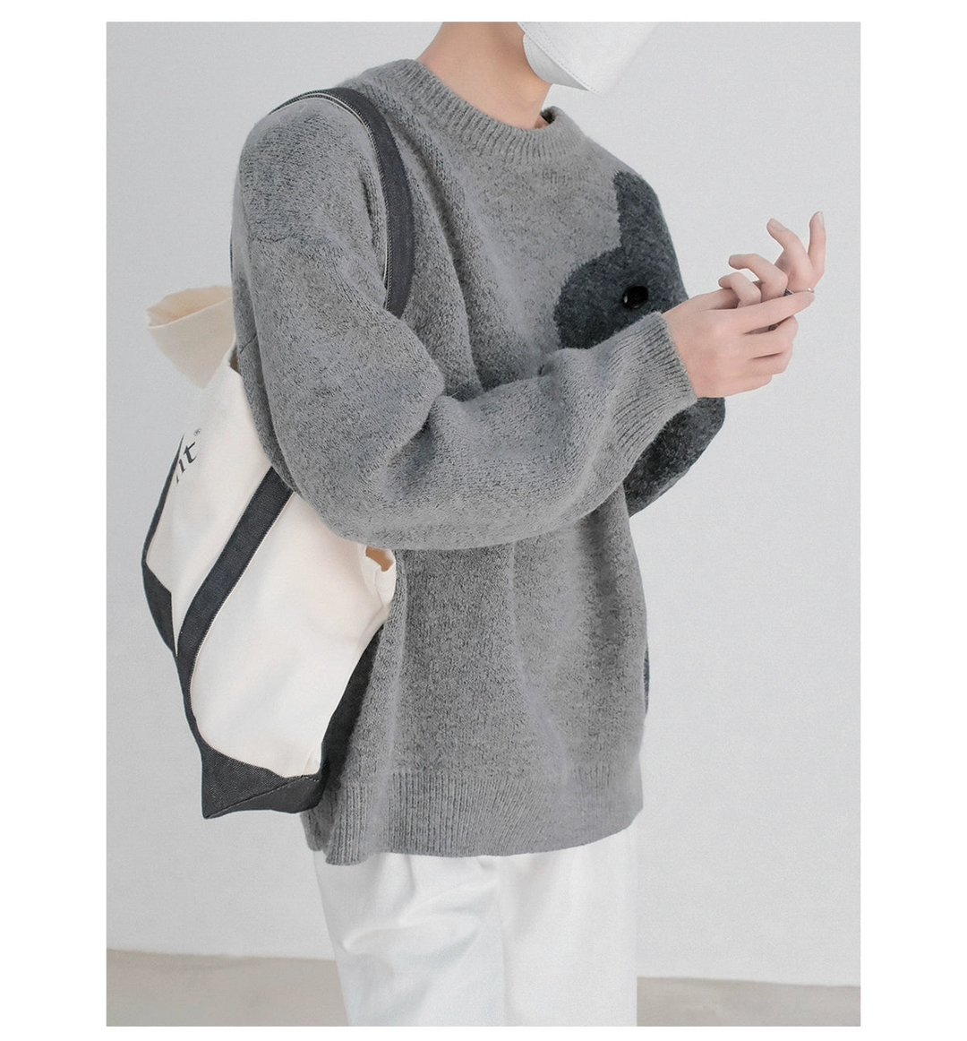 Round Neck Contrasting Knit Sweater