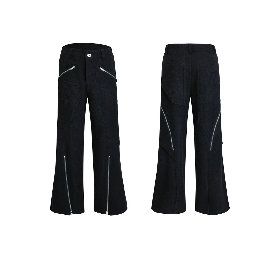 Loose-fit Metal Zipper Woolen Pants