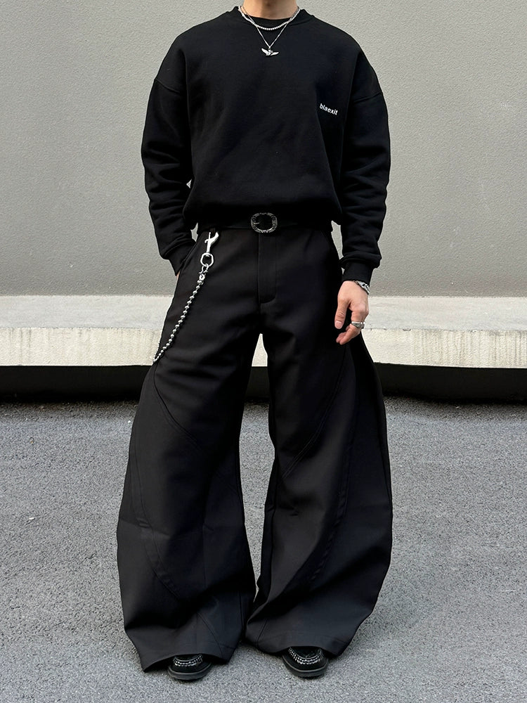 Wide-Leg Pleated Casual Pants