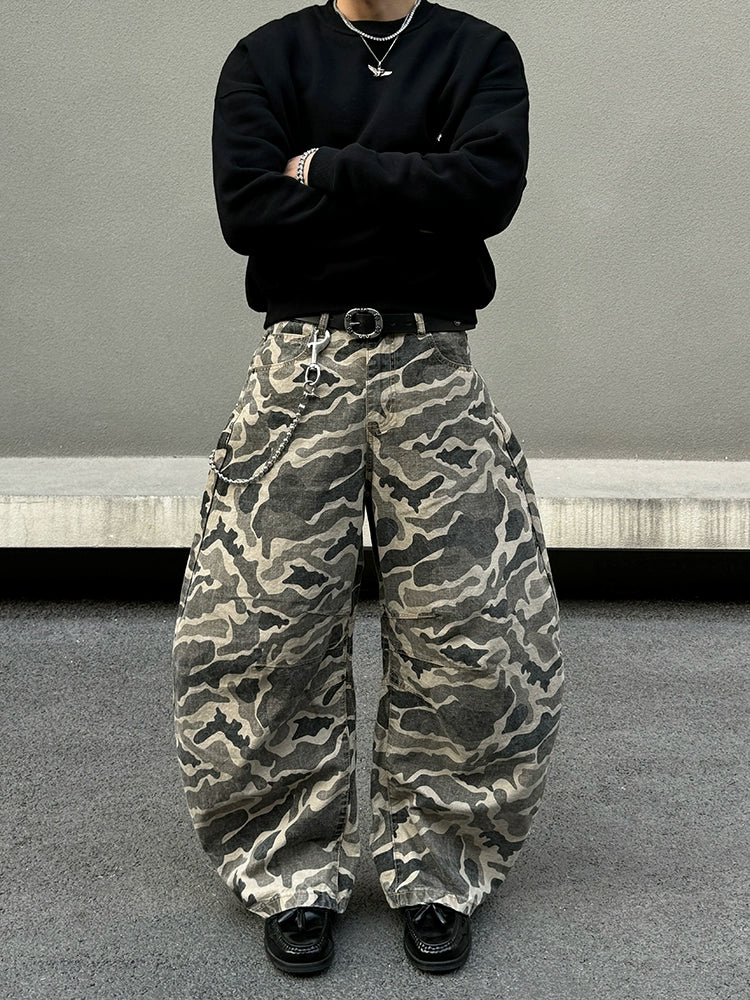 Pantalons droits décontractés camouflage amples 