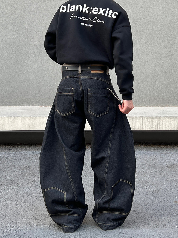 Denim Wide-Leg Baggy Pants