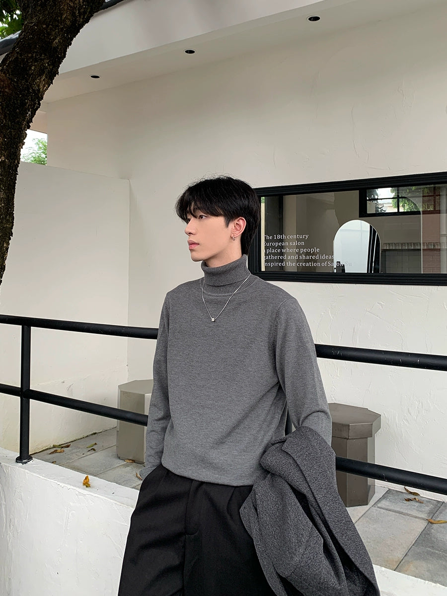 Turnable High Collar Knit Sweater