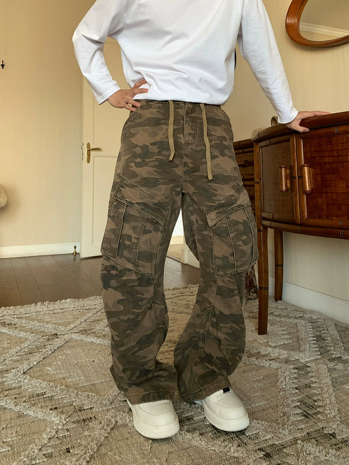 Camouflage Denim Cargo Pants