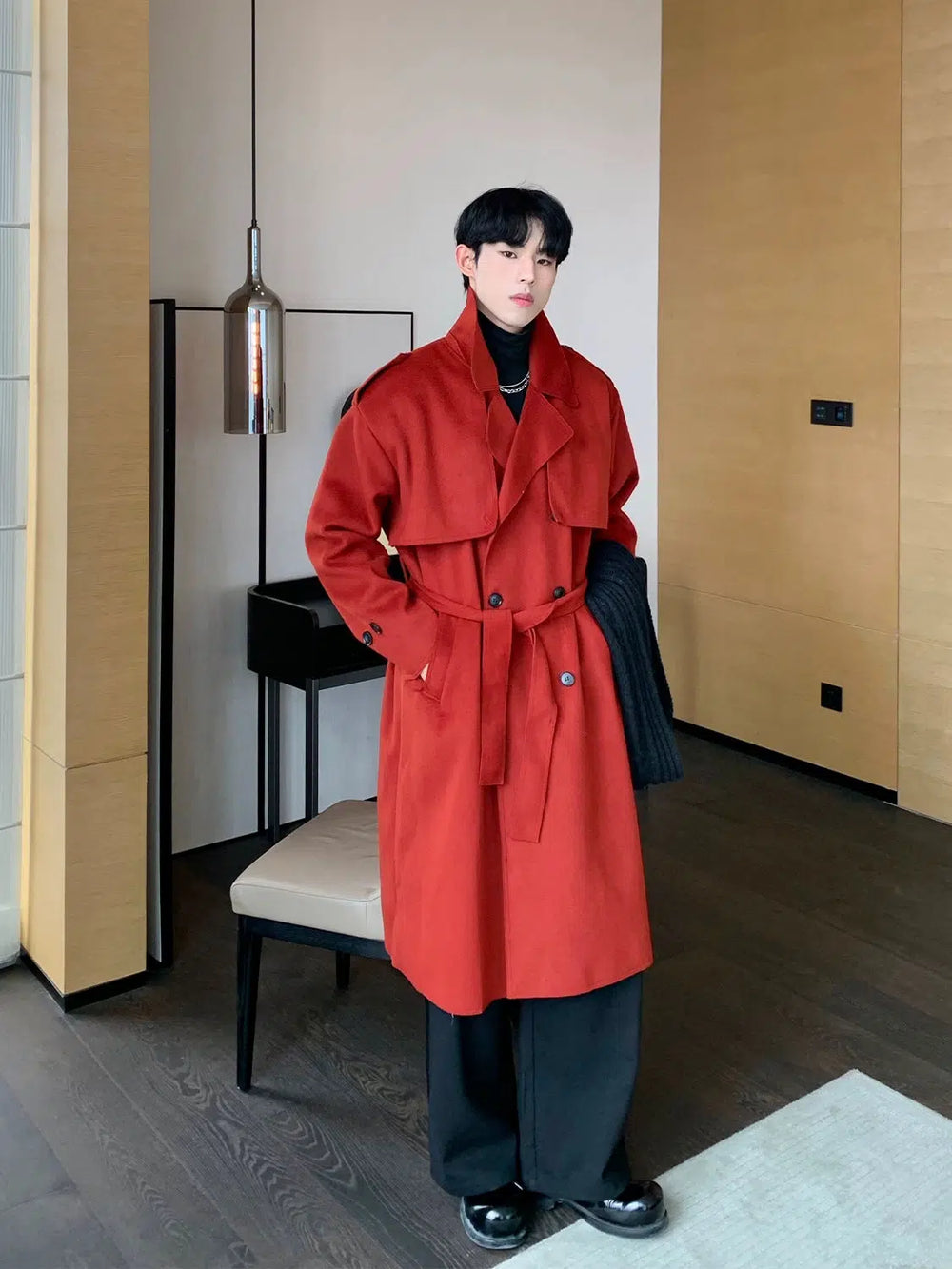 Mid-length Double-breasted Wool Coat