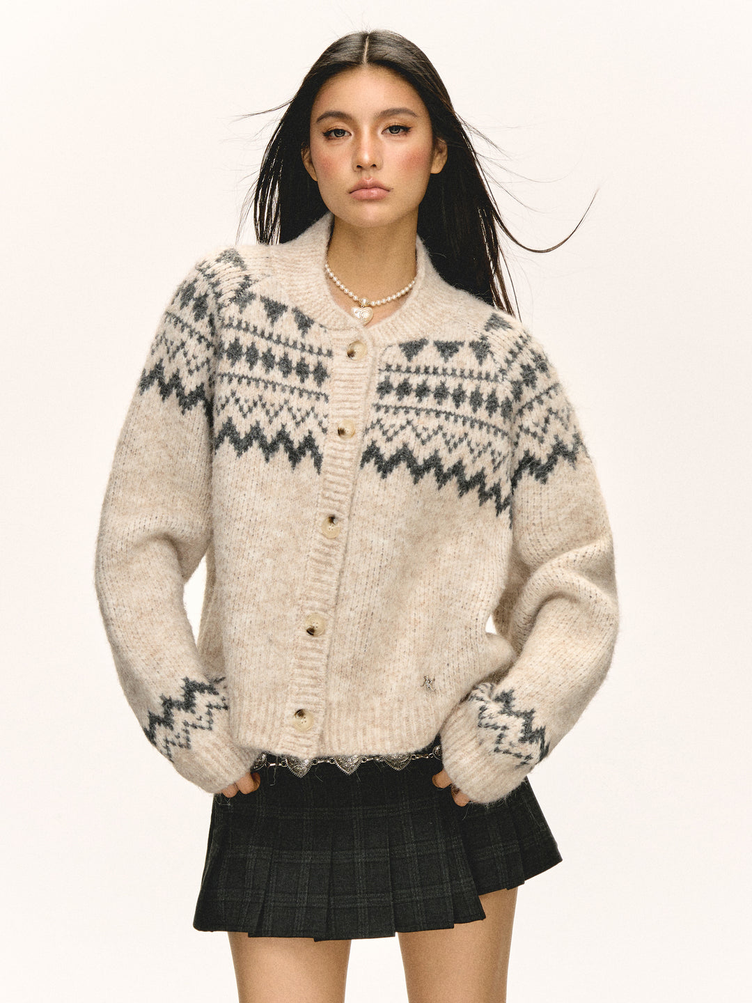 Fair Isle Knit Cardigan Sweater Jacket