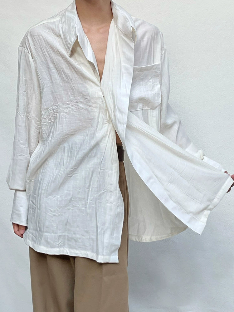 Beige Linen Long Sleeve Shirt