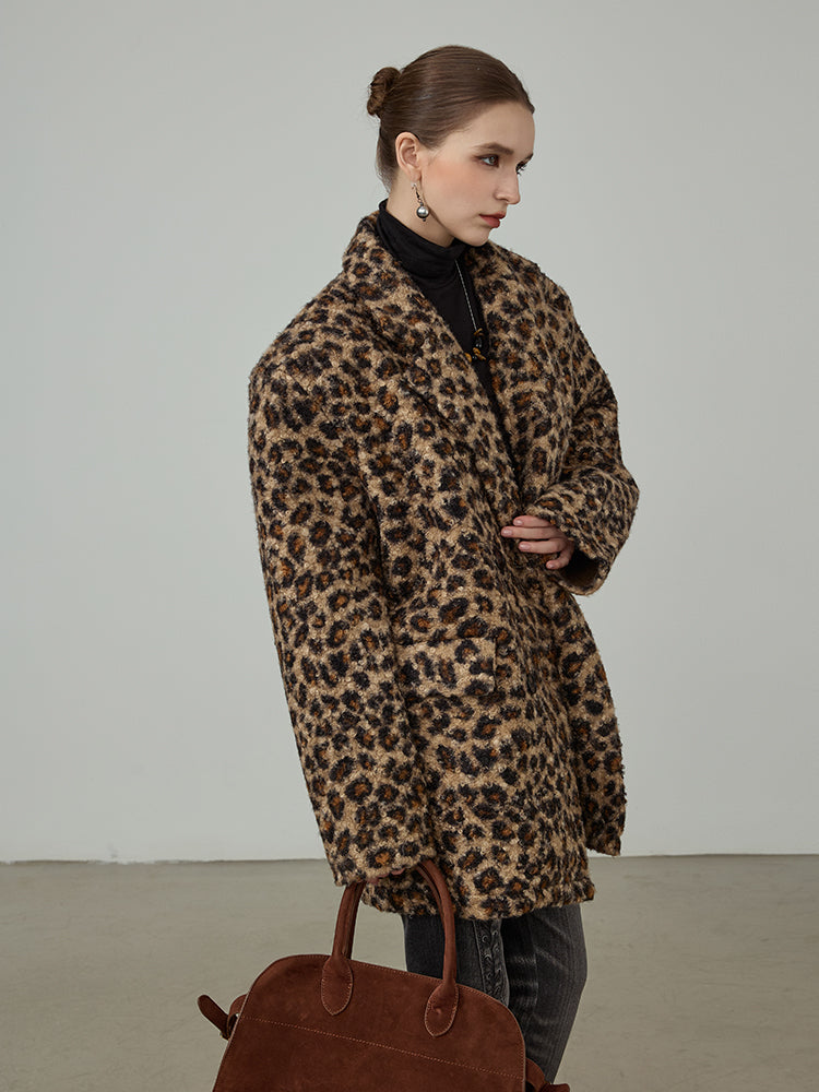 Leopard Print Medium-Length Fur Coat