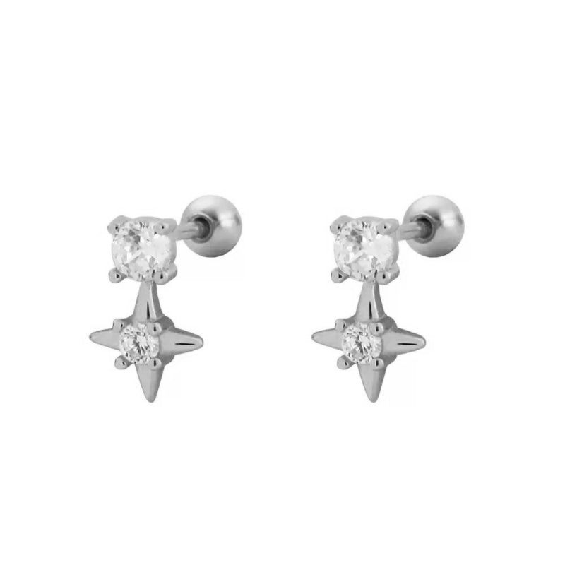 Sterling Silver Geometric Star Earrings