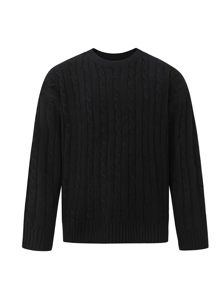 Japanese Style Twisted Knit Pullover Sweater-The Korean Fashion