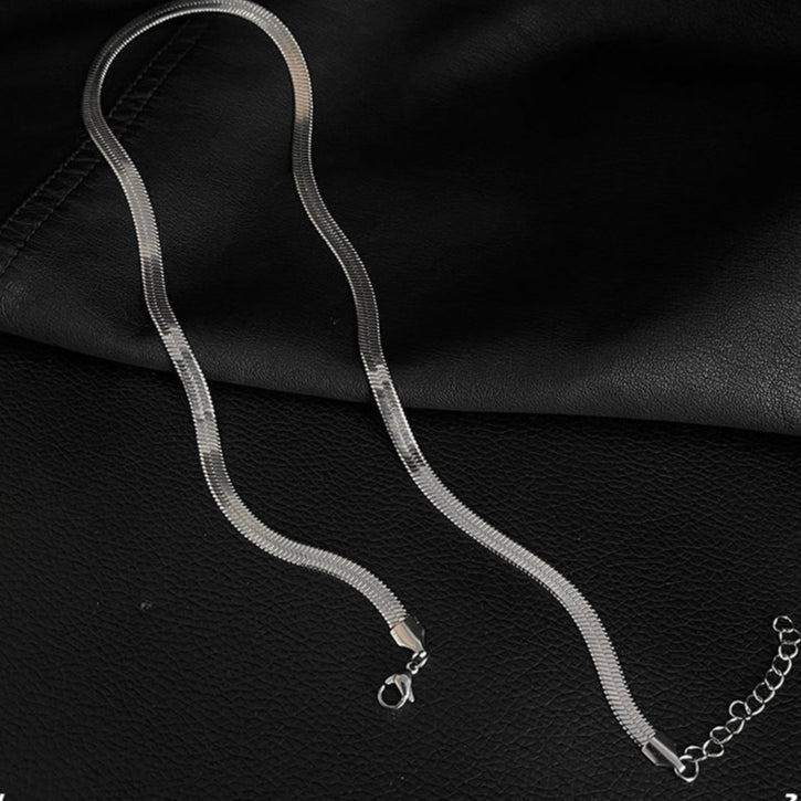 Flat Snake Bone Chain Necklace