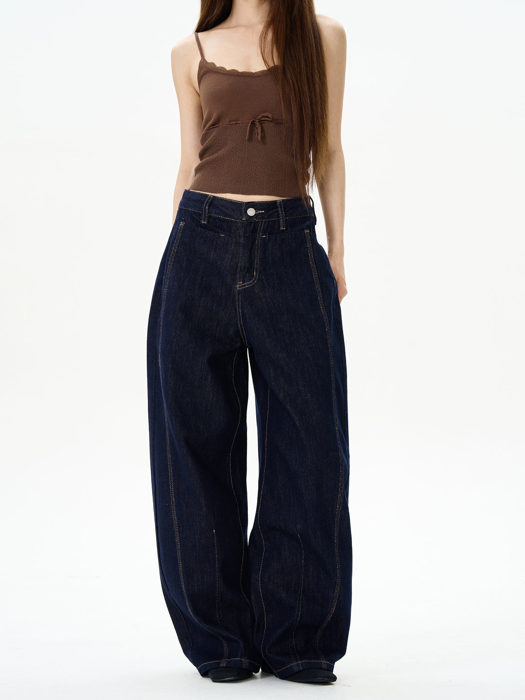 Dark Blue Wide-leg Jeans