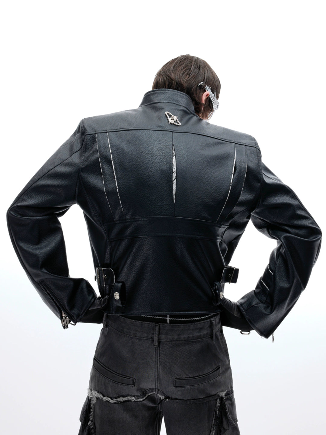 Snake Pattern Leather Motorcycle Jacket