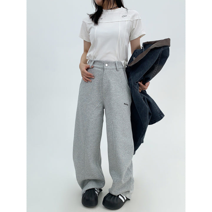 Minimalist Embroidered Wide-Leg Pants